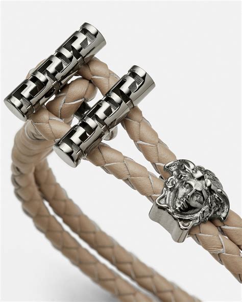 versace gold bracelet mens|medusa braided leather bracelet.